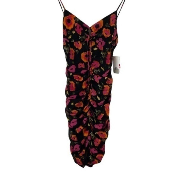 Nordstrom Bp Keyhole Mesh Mini Dress Black Bombshell Floral Small NWT - Picture 2 of 7